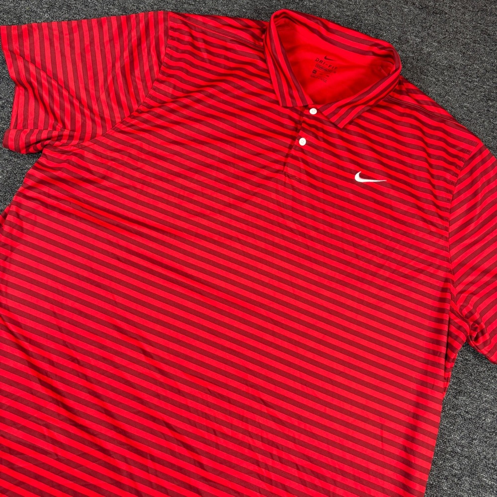 Nike Polo Shirt Mens 4XL Red Striped Dri-FIT Short Sleeve Standard Fit